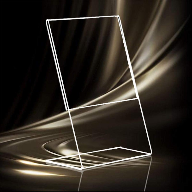 HESIN 10 Pack Acrylic Sign Holder 3.5x 5 Acrylic Store Price Tag L shape Portrait Version Rack with Slant Back for Notice, Info, Menu, Price Sheet, Photo, or Any Literature (10 Pack) - Image 2